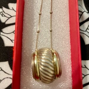 David Yurman Gold and Silver Swirl Pendant Necklace
